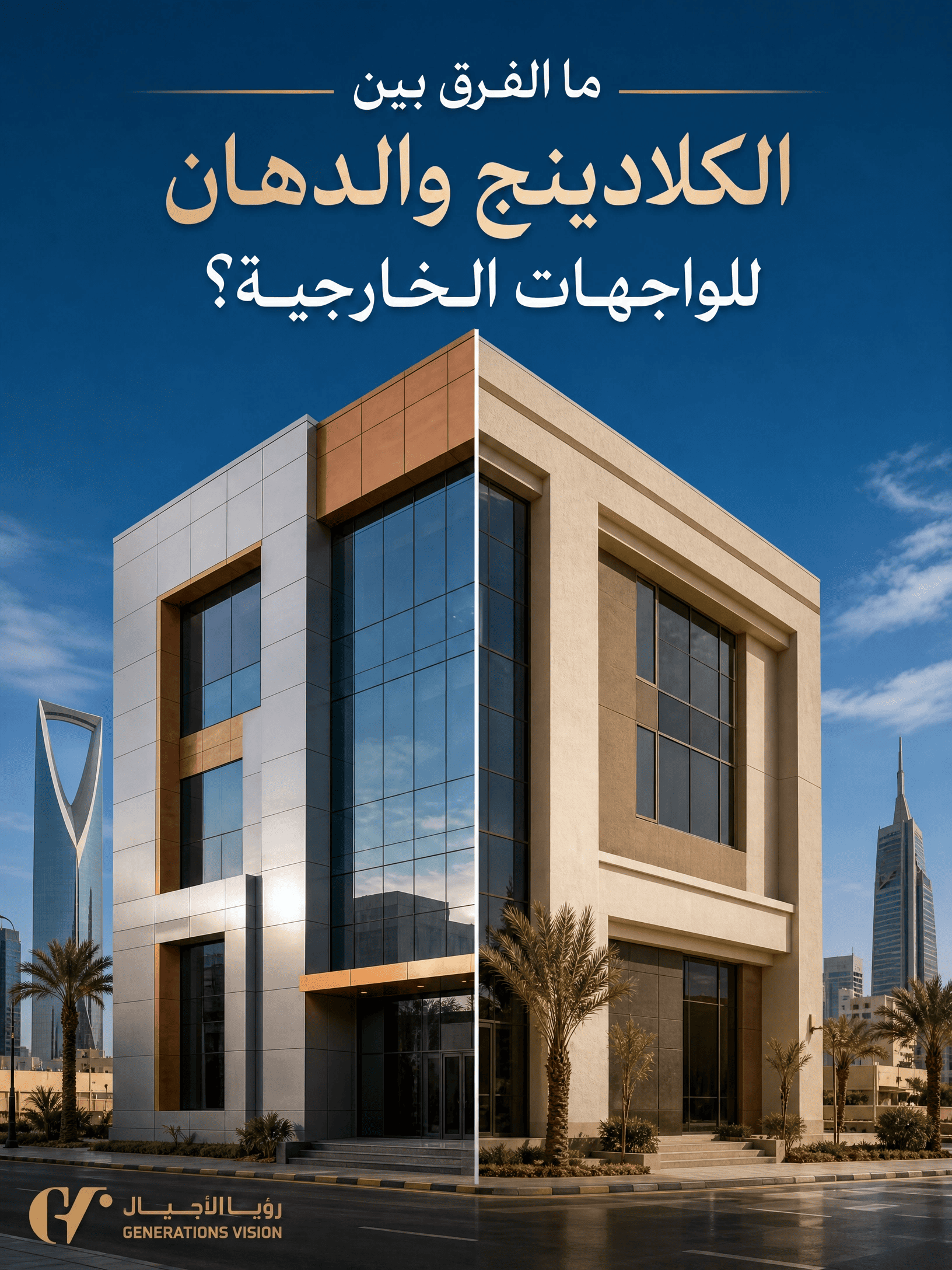 ما الفرق بين الكلادينج والدهان للواجهات الخارجية؟